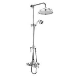 Nuie Victorian Exposed Valve Inc. Riser Kit, Diverter, 12 Inch Shower Rose + Handset -Bathroom Products Shop premiervictorianexposedvalvewrigidriserkitdiverter12inchshowerrosed1