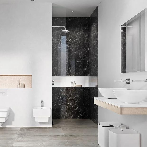 Orion Black Marble Shower Wall Panel - 2400 X 1000mm 4 Orion Black Marble Shower Wall Panel - 2400 X 1000mm - Image 4