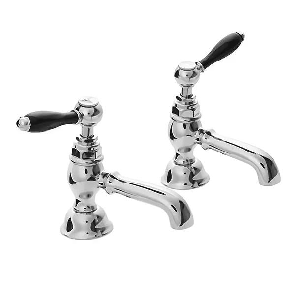 Imperial Radcliffe Chrome 1/2" Basin Pillar Taps With Black Levers 1 Imperial Radcliffe Chrome 1/2" Basin Pillar Taps With Black Levers