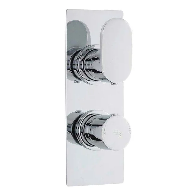Hudson Reed Reign Twin Concealed Thermostatic Shower Valve W/ Diverter - Square Plate 1 Hudson Reed Reign Twin Concealed Thermostatic Shower Valve W/ Diverter - Square Plate