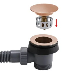 Arezzo Rose Gold Easy Clean Click Clack Bath Waste With Overflow