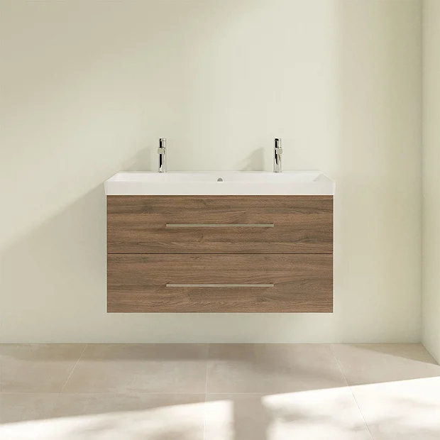 Villeroy & Boch Villeroy And Boch Avento Arizona Oak 1000mm Wall Hung 2-Drawer Double Vanity Unit 4 Villeroy & Boch Villeroy And Boch Avento Arizona Oak 1000mm Wall Hung 2-Drawer Double Vanity Unit - Image 4