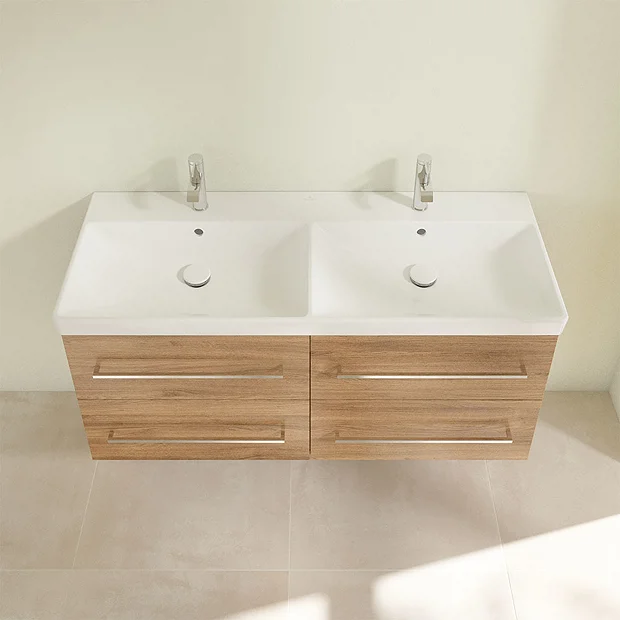 Villeroy & Boch Villeroy And Boch Avento Oak Kansas 1200mm Wall Hung 4-Drawer Double Vanity Unit 5 Villeroy & Boch Villeroy And Boch Avento Oak Kansas 1200mm Wall Hung 4-Drawer Double Vanity Unit - Image 5