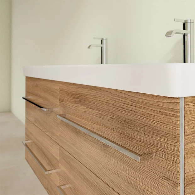 Villeroy & Boch Villeroy And Boch Avento Oak Kansas 1200mm Wall Hung 4-Drawer Double Vanity Unit 6 Villeroy & Boch Villeroy And Boch Avento Oak Kansas 1200mm Wall Hung 4-Drawer Double Vanity Unit - Image 6