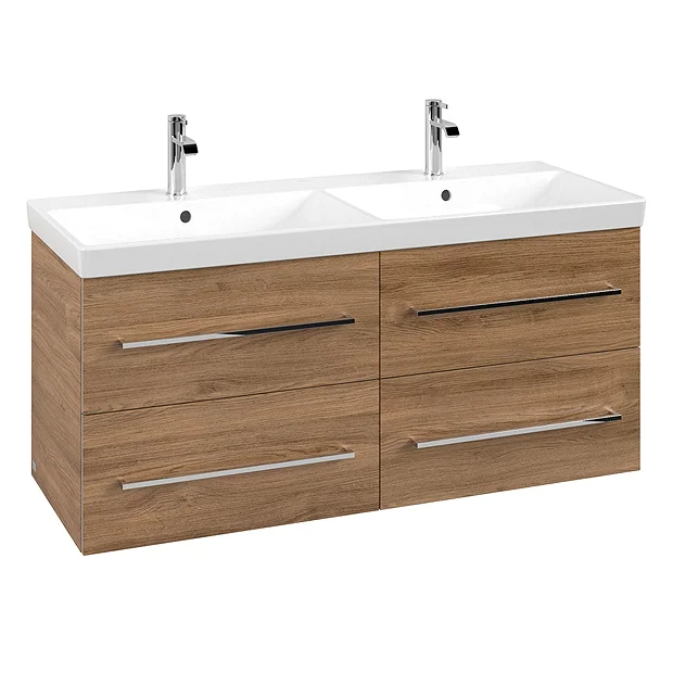 Villeroy & Boch Villeroy And Boch Avento Oak Kansas 1200mm Wall Hung 4-Drawer Double Vanity Unit 2 Villeroy & Boch Villeroy And Boch Avento Oak Kansas 1200mm Wall Hung 4-Drawer Double Vanity Unit - Image 2