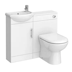Sienna W920 X D200mm High Gloss White Vanity Unit Cloakroom Suite + D-shaped Pan -Bathroom Products Shop sie001vty d1