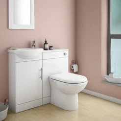 Sienna W920 X D200mm High Gloss White Vanity Unit Cloakroom Suite + D-shaped Pan
