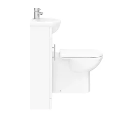 Sienna W920 X D200mm High Gloss White Vanity Unit Cloakroom Suite + D-shaped Pan -Bathroom Products Shop sie001vtyd2
