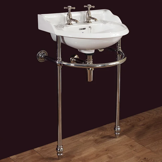 Silverdale Victorian Cloakroom Basin With Chrome Stand (530mm Wide - 2 Tap Hole) 1 Silverdale Victorian Cloakroom Basin With Chrome Stand (530mm Wide - 2 Tap Hole)