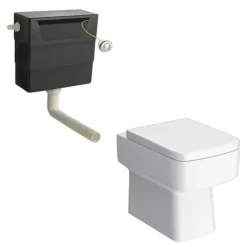 Nova High Gloss White BTW WC Unit Incl. Cistern + Square Pan W500 X D200mm