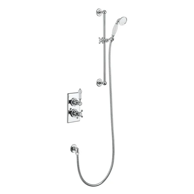 Burlington Trent Thermostatic Concealed Single Outlet Shower Valve With Slide Rail, Hose & Handset 1 Burlington Trent Thermostatic Concealed Single Outlet Shower Valve With Slide Rail, Hose & Handset