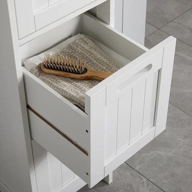 Tongue And Groove 4 Drawer Bathroom Storage Unit - White 3 Tongue And Groove 4 Drawer Bathroom Storage Unit - White - Image 3