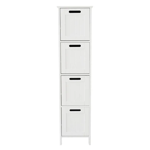 Tongue And Groove 4 Drawer Bathroom Storage Unit - White 5 Tongue And Groove 4 Drawer Bathroom Storage Unit - White - Image 5