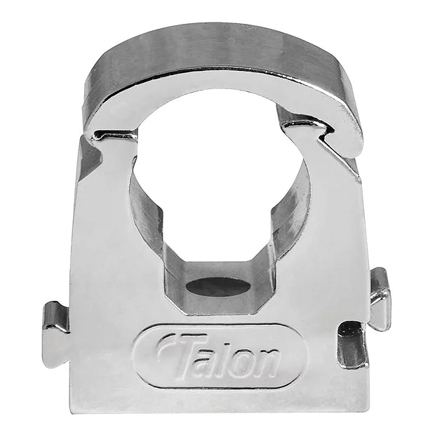 Talon 22mm Chrome Effect Hinged Pipe Clips (Pack Of 10) 2 Talon 22mm Chrome Effect Hinged Pipe Clips (Pack Of 10) - Image 2