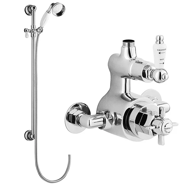 Ultra Traditional Twin Exposed Thermostatic Valve + Slider Rail Kit 1 Ultra Traditional Twin Exposed Thermostatic Valve + Slider Rail Kit