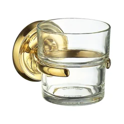 Smedbo Villa Glass Tumbler & Holder - Polished Brass