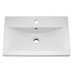 Venice Abstract 600mm Grey Vanity Unit - Wall Hung 2 Drawer Unit With Chrome Square Drop Handles -Bathroom Products Shop vafs500whi d2 1