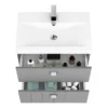 Venice Abstract 600mm Grey Vanity Unit - Wall Hung 2 Drawer Unit With Chrome Square Drop Handles