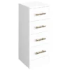 Venice 300x300mm Gloss White 4 Drawer Unit With Brushed Brass Handles
