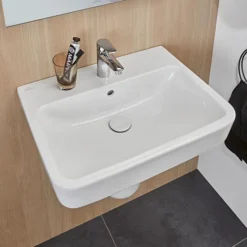 Villeroy & Boch Villeroy And Boch O.novo Square 1TH Washbasin + Semi Pedestal -Bathroom Products Shop vbnvs55bassp d1