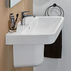 Villeroy & Boch Villeroy And Boch O.novo Square 1TH Washbasin + Semi Pedestal -Bathroom Products Shop vbnvs55bassp d2