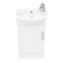 Venice Gloss White Vanity Unit Cloakroom Suite W. Chrome Handle -Bathroom Products Shop ven2ch d2