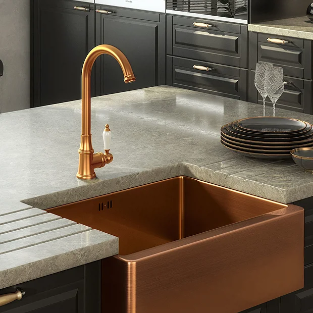 Venice Traditional Kitchen Mixer Tap With Swivel Spout - Brushed Copper 1 Venice Traditional Kitchen Mixer Tap With Swivel Spout - Brushed Copper