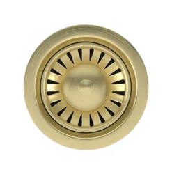 Venice Brushed Brass Basket Strainer Kitchen Sink Waste With Rectangular Overflow Plate -Bathroom Products Shop vnkbs295 d1