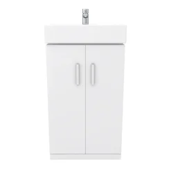 Nova Vanity Sink With Cabinet - 450mm Modern High Gloss White -Bathroom Products Shop vtfw450 d4