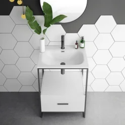 Venice 600 Black Frame Basin Washstand With Toilet -Bathroom Products Shop vws6bsnd3