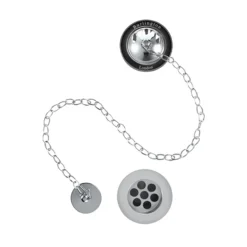 Burlington Bath Overflow, Plug & Chain With Black Ceramic