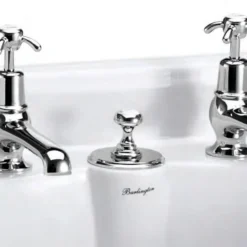 Burlington Kensington Bridge Curved Spout Basin Mixer (230mm Centers) W Invisible Overflow